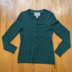Banana Republic Sweater Womens XS Kelly Green 100% Merino Wool Cardigan Button